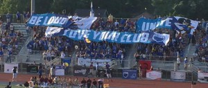 Photo of stadium banners at a GRFC game.