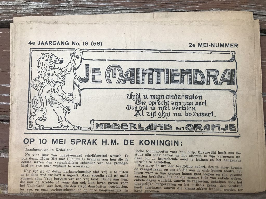 A different resistance/underground newspaper: Je Maintiendrai.