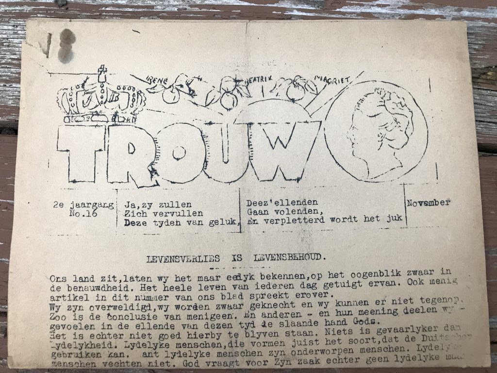 A very early edition of Trouw, the newspaper of the resistance.